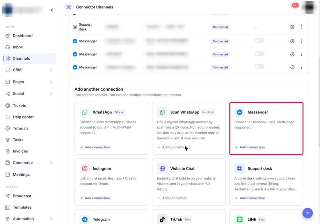 Messenger Add connection