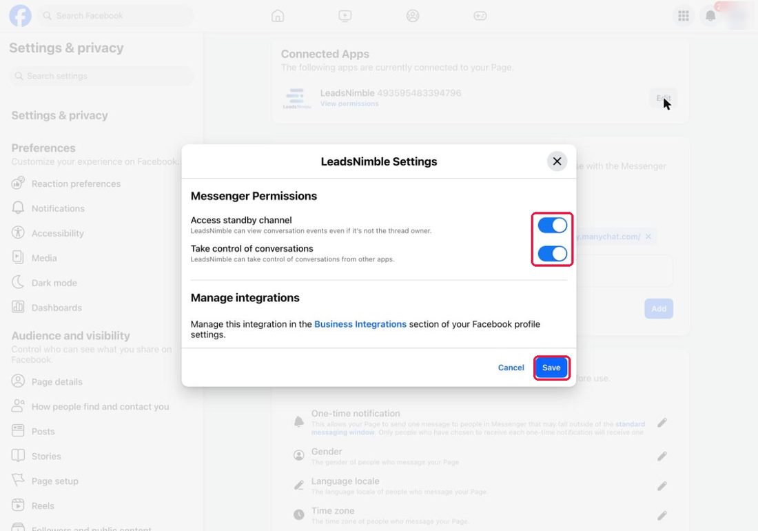দুটো toggle চালু, তারপর Save